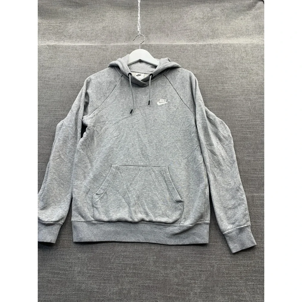 Nike Sportswear Club Hoodie Mens Small Heather Gray Fleece Lined Raglan Sleeve